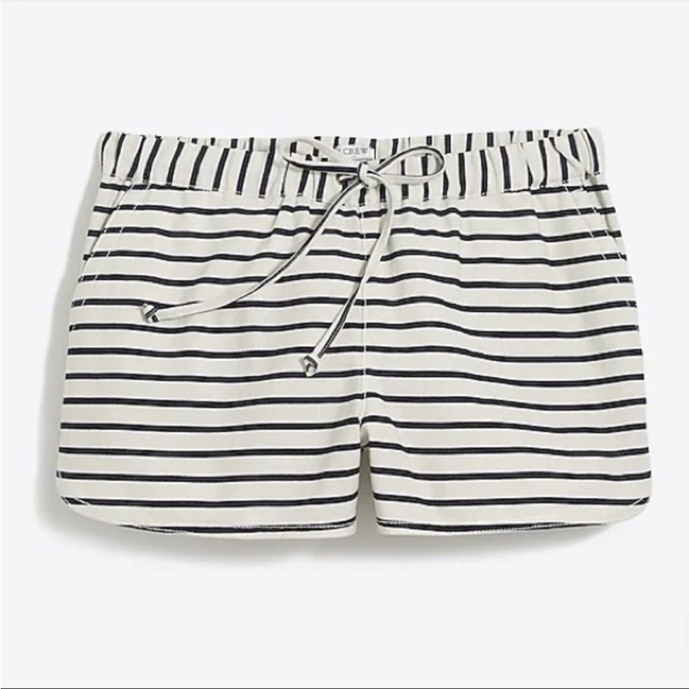 J.CREW Striped 3" linen-cotton drawstring short Off-white/blue Medium S